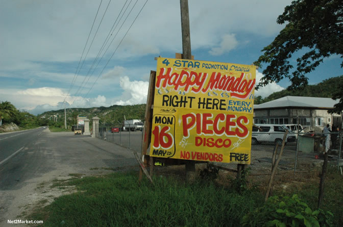 Happy Monday - Pieces Disco - Monday, May 16, 2005 - Presented by Star Promotion - Located at Rickie's Sales & Service LTD - Negril Spot - Negril Travel Guide, Negril Jamaica WI - http://www.negriltravelguide.com - info@negriltravelguide.com...!