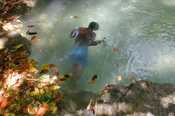 Riverwalk at   Mayfield Falls - Negril, Jamaica W.I. - Saturday, December 8, 2001 - Negril Travel Guide